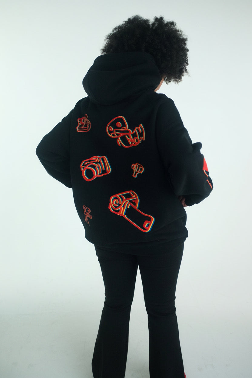 CAMERA/SPEED - OVERSIZE HOODIE (UNISEX) - BLACK