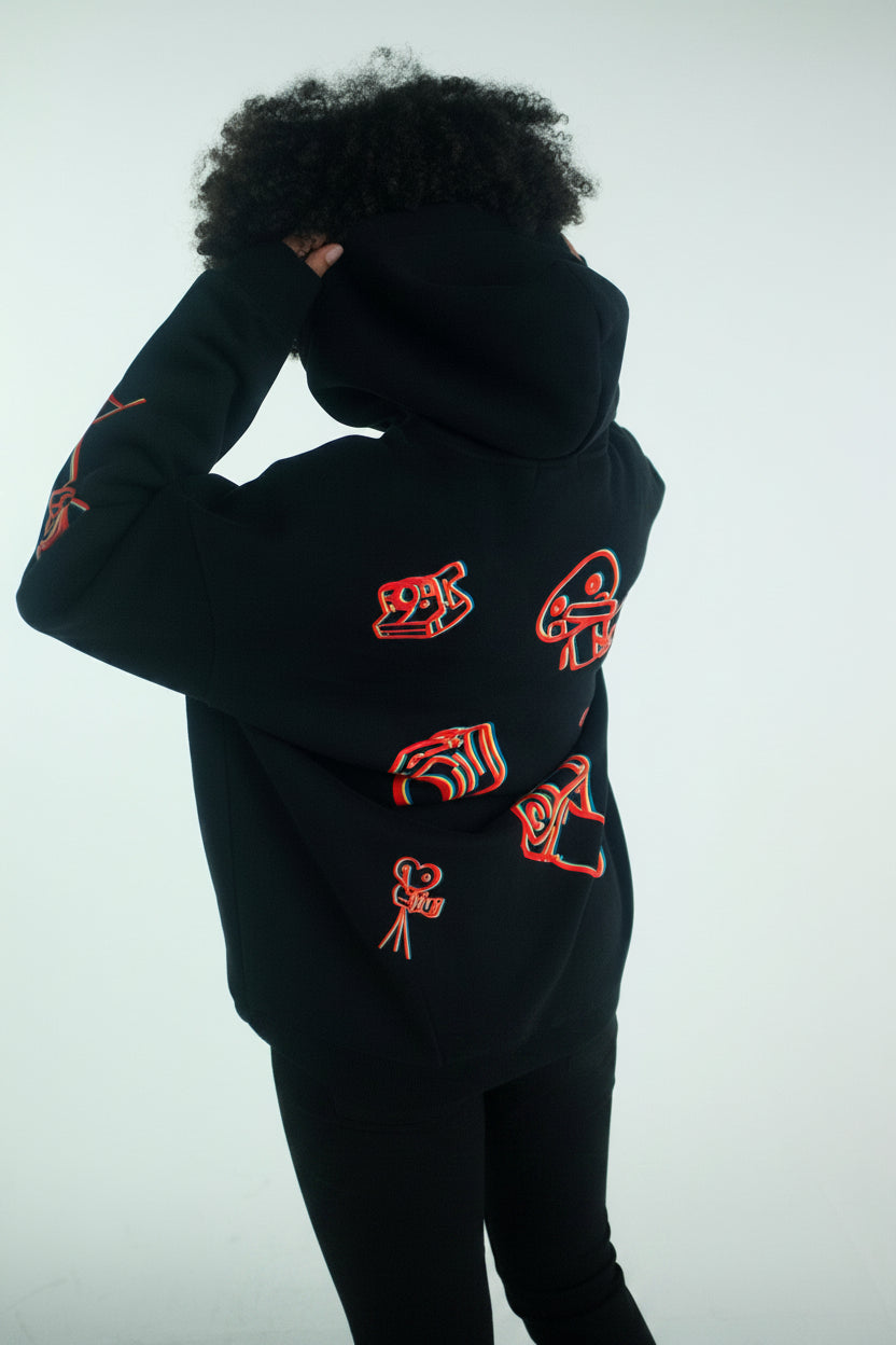 CAMERA/SPEED - OVERSIZE HOODIE (UNISEX) - BLACK