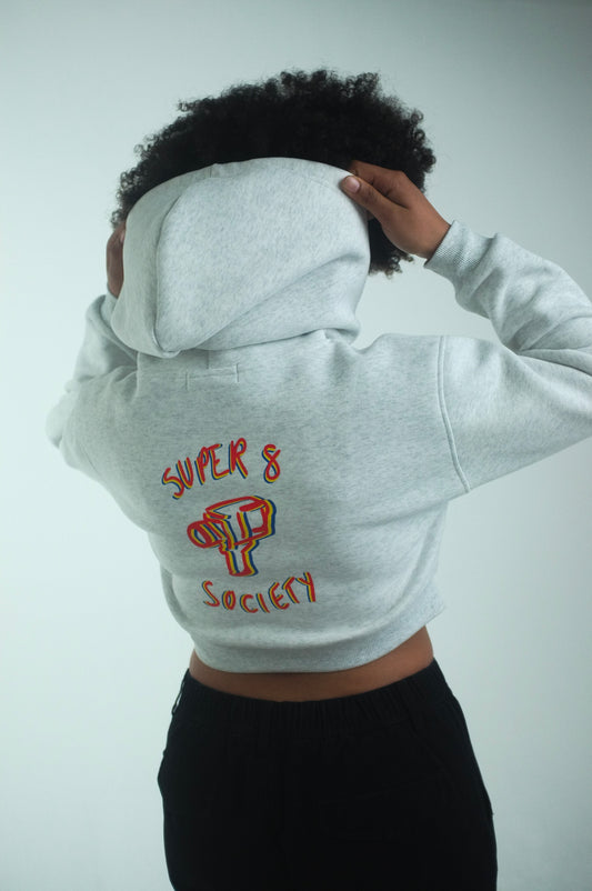 SUPER 8 SOCIETY - CROPPED HOODIE (FEMALE) - WHITE