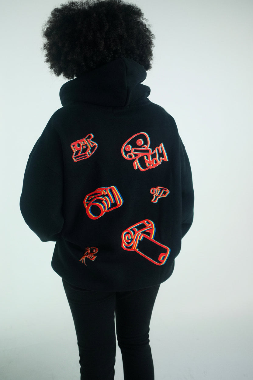 CAMERA/SPEED - OVERSIZE HOODIE (UNISEX) - BLACK