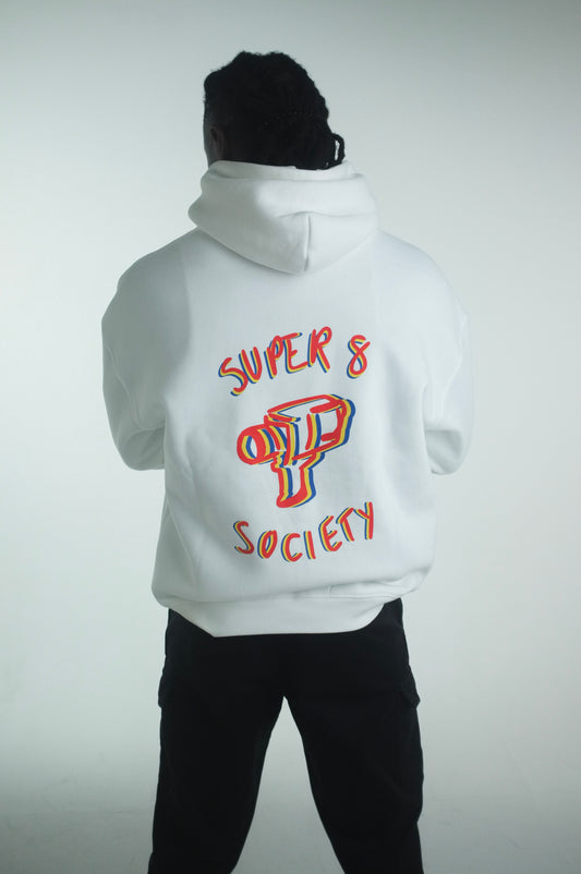 SUPER 8 SOCIETY - OVERSIZE HOODIE (MALE) - WHITE